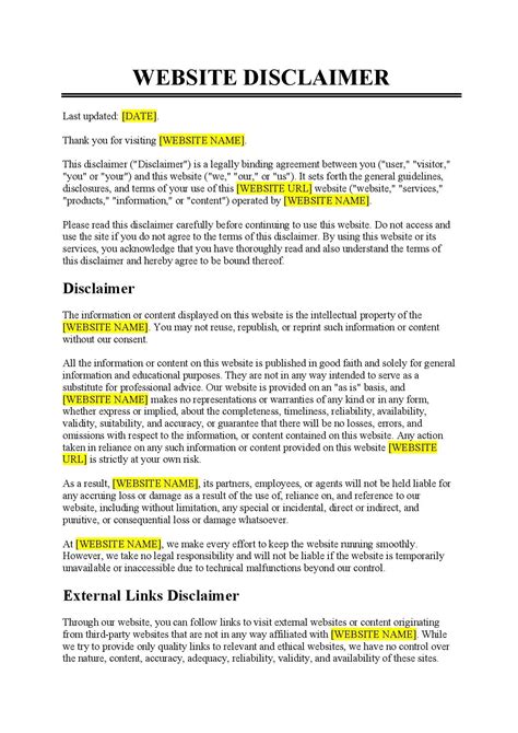 simple disclaimer template|Website Disclaimer Template .